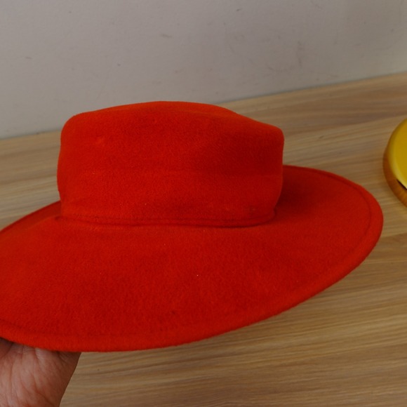 Vintage Boho Chic Wool Felt Fedora Hat Red Orange Genuine Velour HENRY POLLAK main image 10